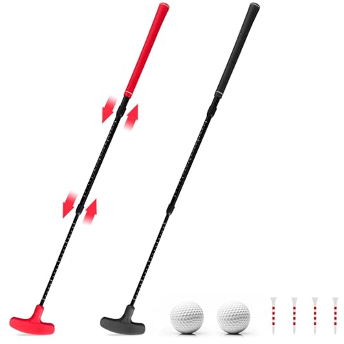 Multicolor Golf Putters Set with Adjustable Length - 2 Pack Black+Red
