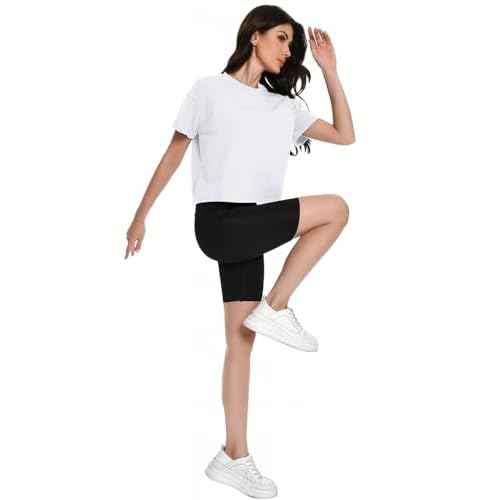 Workout Crop Tops Oversized Tshirts for Women Drop Shoulder Cotton Short Sleeve Tees Boxy Yoga Shirts 2025