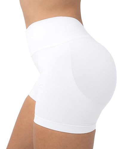 Unthewe Womens Seamless Gym Shorts 4.5 Inch - Small White