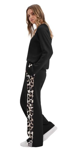 XIEERDUO Women's Fall Lounge Sets Medium Black Leopard