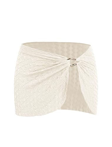 Women’s Sarong Cover Up Beach Wrap Mini Skirt - Off-White, Small