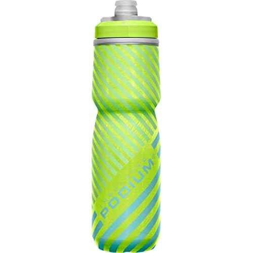 CamelBak Podium Chill Bike Insulated Squeeze Water Bottle Lime/Blue Stripe, 24oz