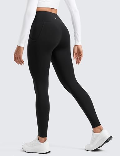 CRZ YOGA Fleece Lined Leggings with Pockets - Small, Black, 28 Inch