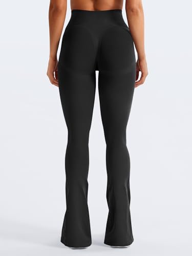 Mini Flare Leggings Women Workout Yoga Pants 32 Inseam Medium Black