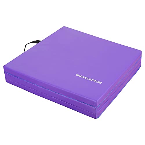 BalanceFrom Folding Gymnastics Mat Home Gym Floor Tumbling Equipment, Purple