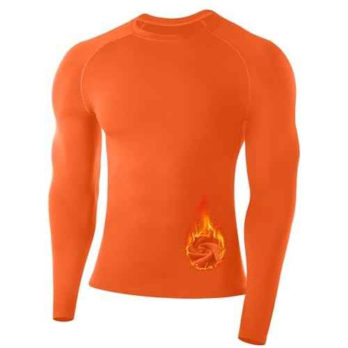 Runhit Men's Thermal Compression Shirt Fleece Lined Long Sleeve Thermal Shirts Athletic Base Layer Top Cold Weather Gear