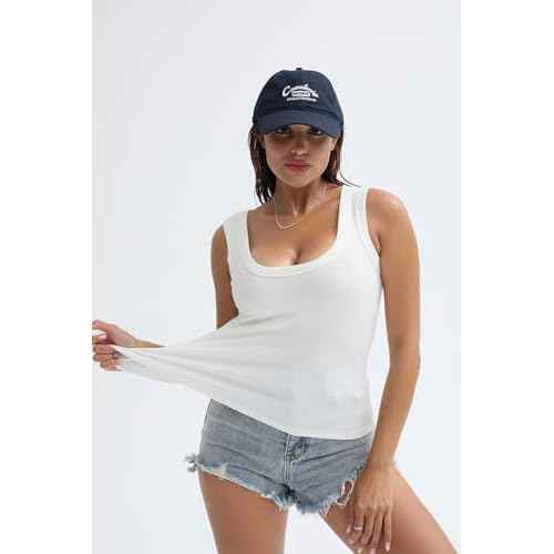 SVALIY Summer Womens Tank Tops 2024 Square Neck Fitted Sleeveless Shirts for Women Ribbed Basic Top