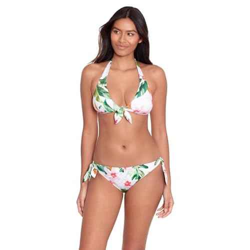 Lauren Ralph Lauren Women's Watercolor Tropical Floral Tie Front Halter Bikini Top