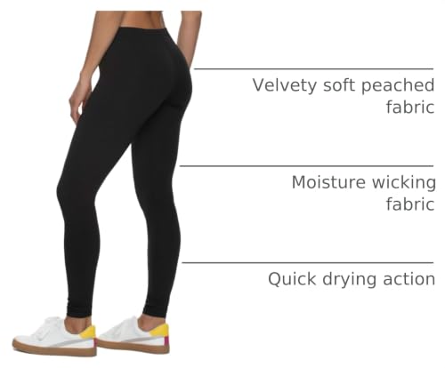 X-Large Velvety Soft Lightweight Leggings 6 Pack for Yoga & Lounge - Black
