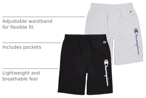 X-Large Champion Boys Fleece Shorts 2-Pack Grey Heather-Black