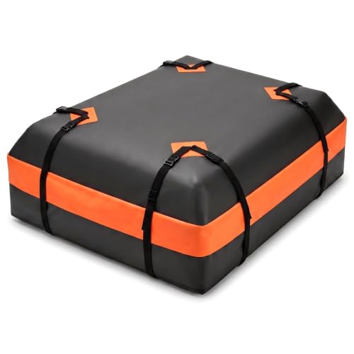 KMFurnila Waterproof Car Roof Cargo Carrier Bag - 15 Cu Ft, Dark Orange