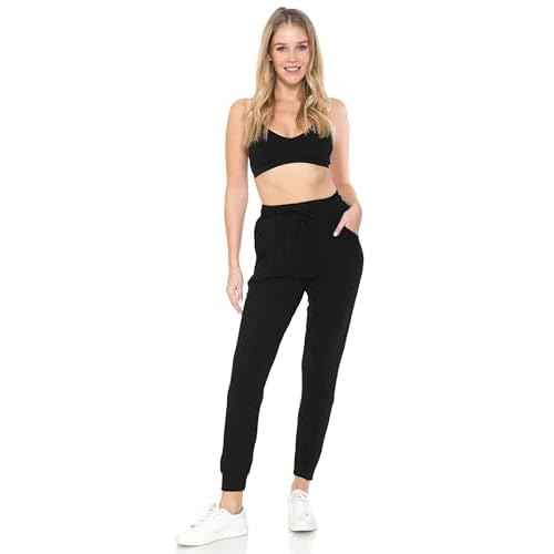 Leggings Depot Women's Jogger Track Cuff Sweatpants with Pockets for Yoga, Workout