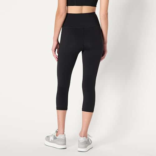 Women's High Waist Capri Leggings without Pockets - X-Large Black