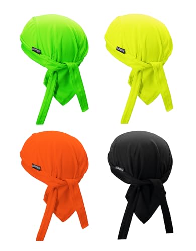 Men's & Women's Doo Rags Beanie Skull Cap Bandana Headwrap - X-Small to 3XL - Black, Neon Yellow, Orange, Green