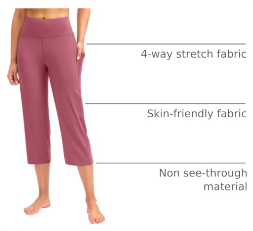 High Waist Capri Yoga Pants for Women with Pockets Tummy Control Crop Leggings - Briar Rose, XX-Large
