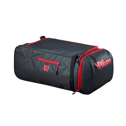 Wilson Sport Duffle Bag - Black/Red, Holds Soccer Balls and Volleyballs