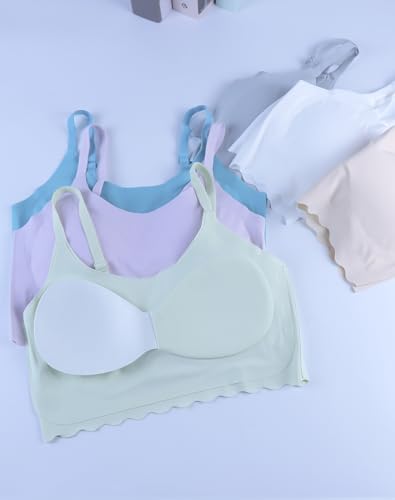 Girls' Training Sports Bras Seamless Padded No Show for Teens 14-16 Years - Gray White Blue Purple Green