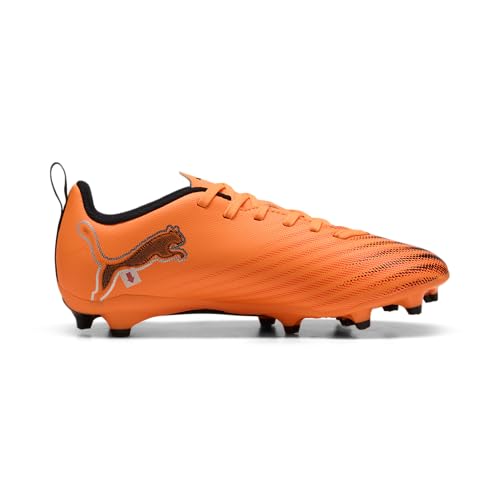 Kids Soccer Cleats Firm Ground and All Surface - Black Red, Big Kid 2 Heat Fire