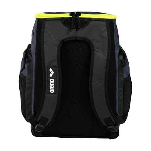 ARENA Spiky III Backpack 45 Swimming Athlete Sports Gym Rucksack Large Training Gear Equipment Swim Bag for Men and Women, 45 Liters, Navy/Neon Yellow