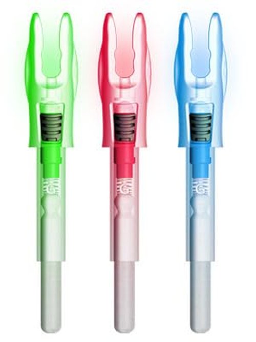 Linpeng 6PCS G Lighted Nocks for Arrows .165 .204 .233 .244 .246 with ON/Off Switch with H, S, GT Bushings LED Arrow Nocks (Green)