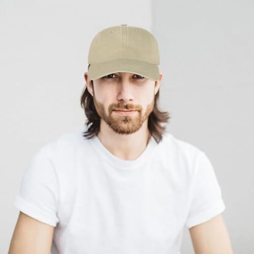 Beige Low Profile Washed Cotton Baseball Cap for Men and Women