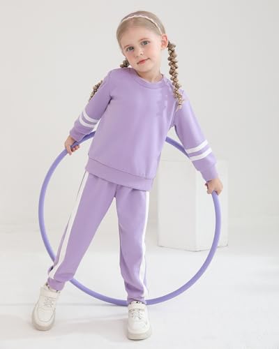 Toddler Girl Fall Sweatsuit Set 2 Pieces - Light Purple, 4-5T