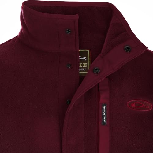Drake Waterfowl Men's Camp 2.0 Fleece Pullover | Hunting Anti-Pill Moisture Wicking 1/4 Neck Snap Sweater with Chest Pocket