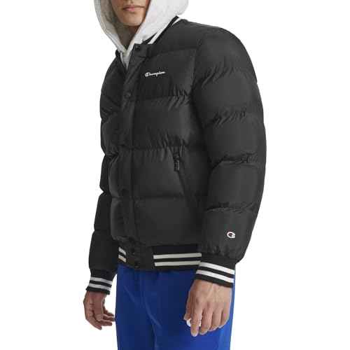 Champion Mens Varsity Bomber Puffer Jacket