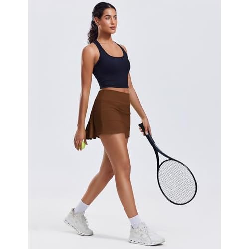 PINSPARK Pleated Tennis Skirts for Women with Short Pockets High Waisted Athletic Golf Skort Workout Pickleball Mini Skirt