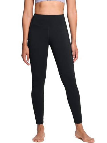 Tall Women's 34-Inch Inseam High Waist Yoga Leggings with Pockets - Black