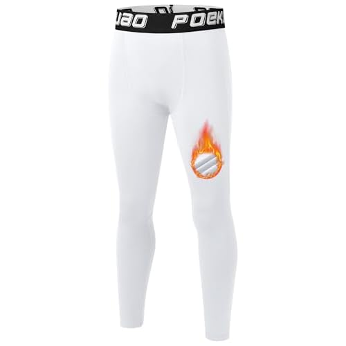 Boys Thermal Compression Pants Youth Fleece Lined Sports Base Layer Leggings Kids Athletic Tights Cold Weather Gear