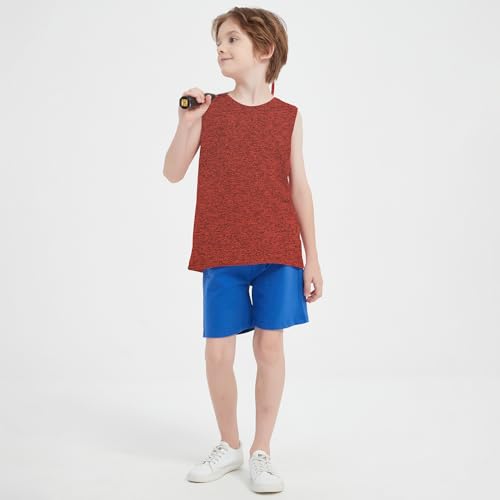 Kids Athletic Tank Tops 4-5T Pack of 5 Boys Sleeveless Sports Shirts - Yellow, Red, Orange, Blue, Black