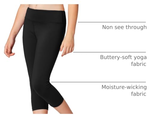 Kids Girls Leggings with Hidden Pocket for Dance, Yoga, and Activewear - 10-11 Years - Black