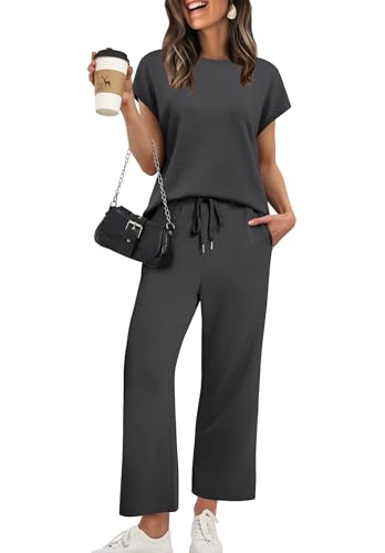 Women's Cap Sleeve Lounge Sets - 2 Piece Travel & Sleepwear Outfit S-3XL