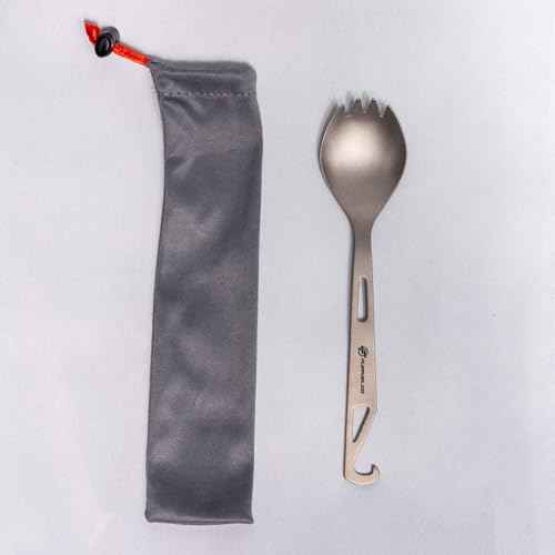 FlipFuel Camping Titanium Spork - Ultra-Lightweight, Durable, Built-In Bottle Opener
