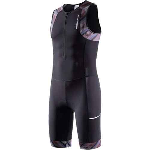 MY KILOMETRE Men¡¯s Triathlon Tri Suit with 2 Big Side Pockets Triathlon Racing Suit with Front Zip