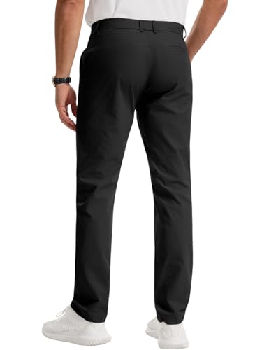 Runcati Men's Golf Pants Stretch Dress Work Slacks 42W x 30L Black
