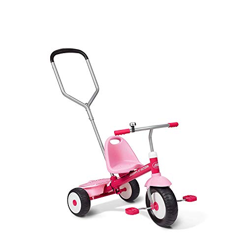 Radio Flyer Toddler Bike, Kids Bike, Outdoor Toys, Toddler Toys for Ages 2-4, Deluxe Steer & Stroll Kids Tricycle, for Ages 2-5, Pink