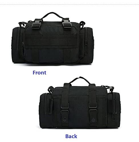 FAMI Tactical Waist Pack Small Sling Bag Black - Versatile 4-Way Carrying