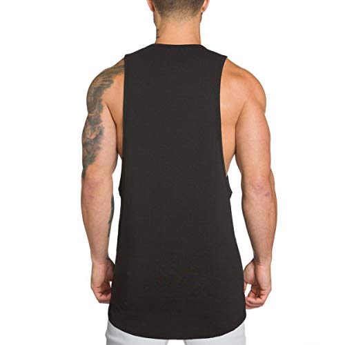 Muscle Killer Men's Muscle Cut Off Gym Workout Stringer Tank Top Large Black Pack of 2