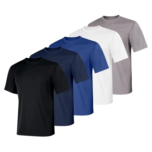 Hanes Men's Cool Dri Performance Moisture-Wicking T-Shirt Pack - Black, White, Navy, Grey, Royal, Large