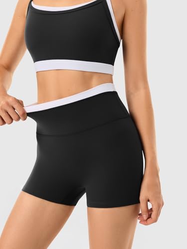 Medium Workout Sets for Women Pilates Outfits Gym Activewear - Black+Pink