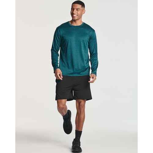 Real Essentials 4 Pack: Mens Long Sleeve Dry Fit T Shirts Hiking Fishing Workout Gym Work Sun UPF 50 Wicking Running Tee