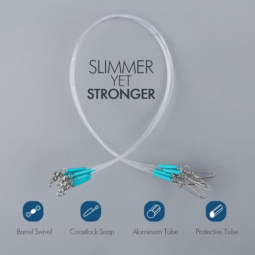 Blue Fluorocarbon Fishing Leader Line with Swivels Snap Kit - 20'' 30lb