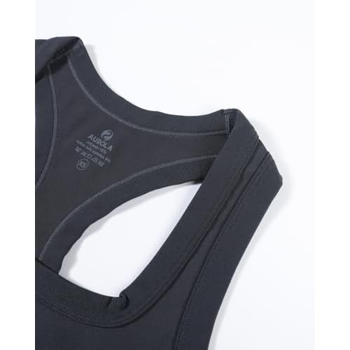 AUROLA Essentials Seamless Sleeveless Racerback Top,Women Subtle Marl Workout Square Neck Fitted Tank
