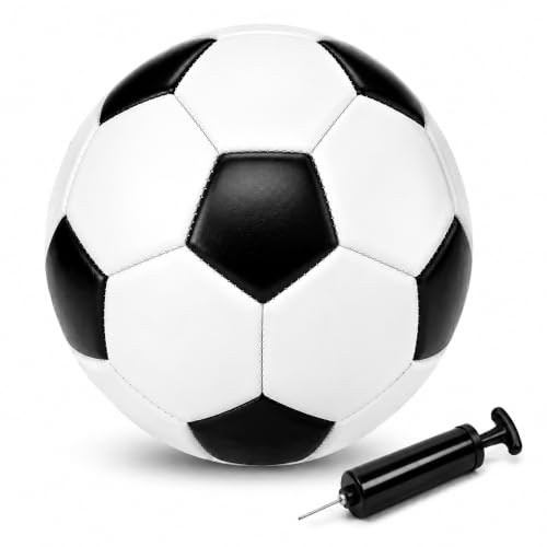 Soccer Ball Size 5 - Classic 1 Pack with Pump & Mesh Bag - Suitable for Teens & Adults