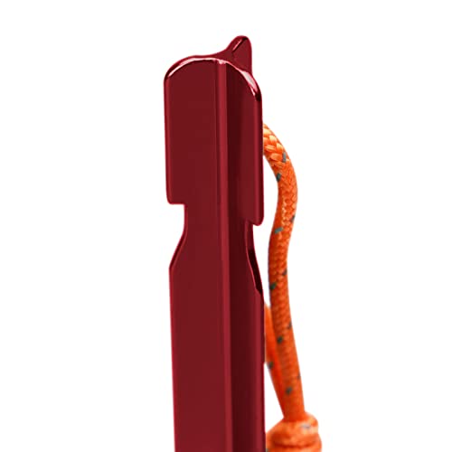 Grassman Tent Stakes 16 Pack - 9 Inch Heavy Duty Aluminum Ground Pegs with Reflective Ropes - Red Variation