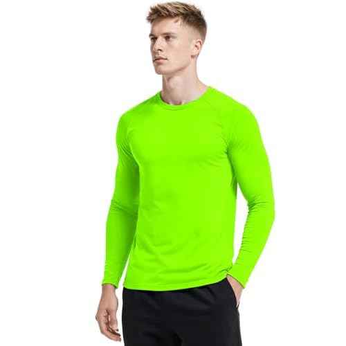 Men Long Sleeve Athletic Shirt, Crewneck Running T-Shirts Fitted, Moisture Wicking Base Layer Workout Tee Dry Fit