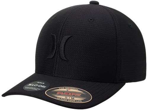 Hurley Mens Baseball Cap H2O-Dri Stretch Fitted Hat with Curved Bill Large-X-Large Black
