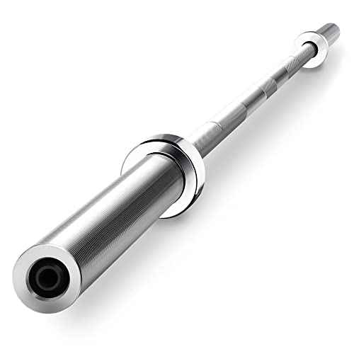 Yaheetech 7-Foot Olympic Barbell with Collars - Solid Iron Weightlifting Rod - Chrome Straight Bar for Home Gym Strength Training & Power Lifting Exercises